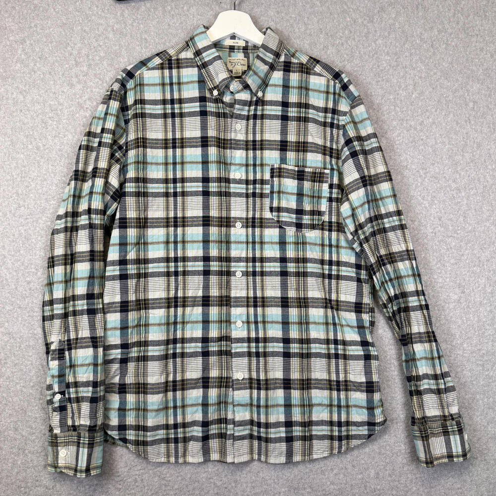 Indian Madras x J Crew Woven Slim Fit Multicolor Button Down Shirt Size Large